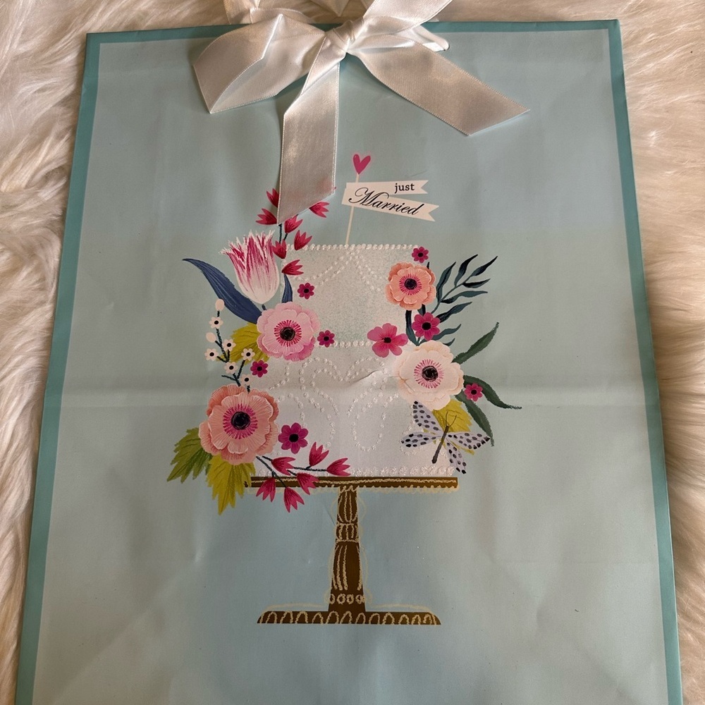 Floral Wedding Gift Bag with Ribbon